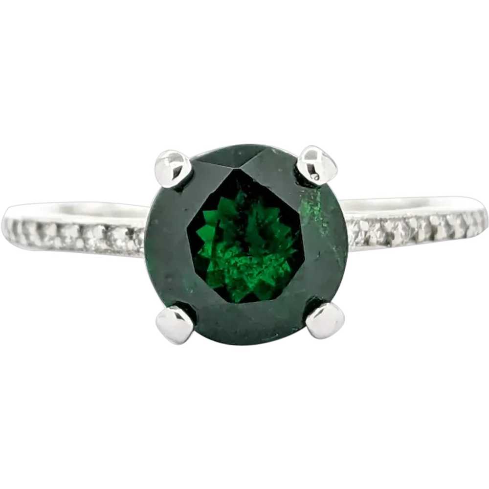 2.04 Tsavorite Garnet and Diamond Ring in 18k Whi… - image 1