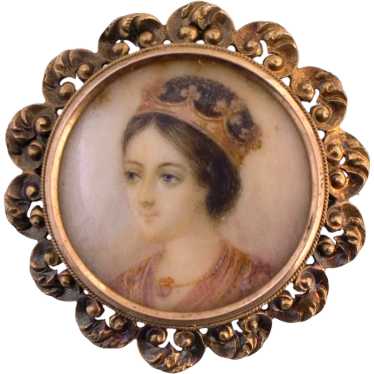 Painted Portrait Queen Brooch