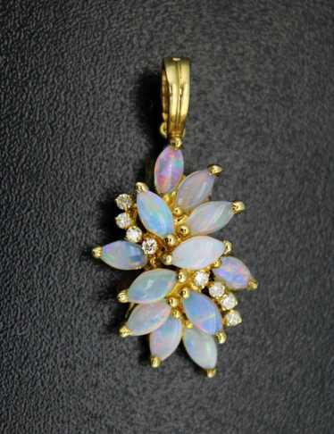 Signed Bellarri 14k Yellow Gold Opal Diamond Enhan