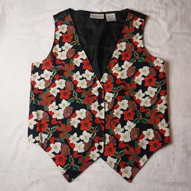 Basic Editions Holiday Button Front Vest Women's … - image 1