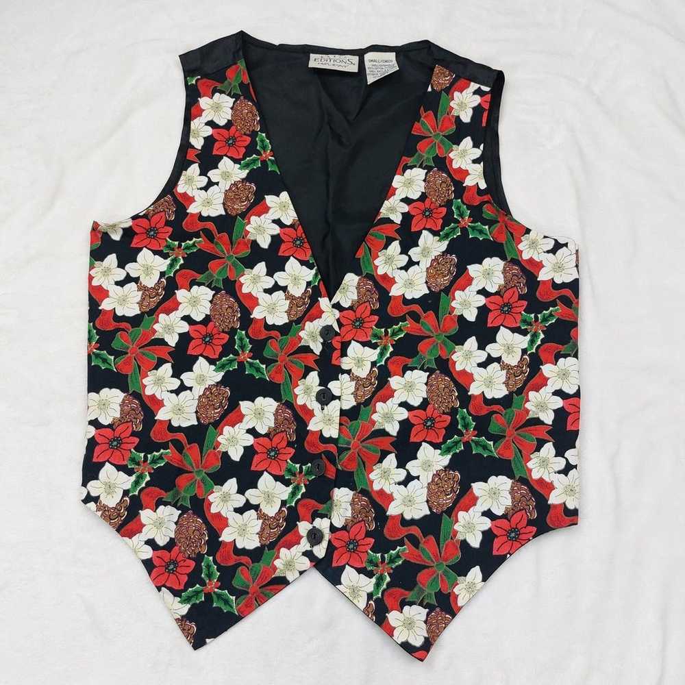 Basic Editions Holiday Button Front Vest Women's … - image 5