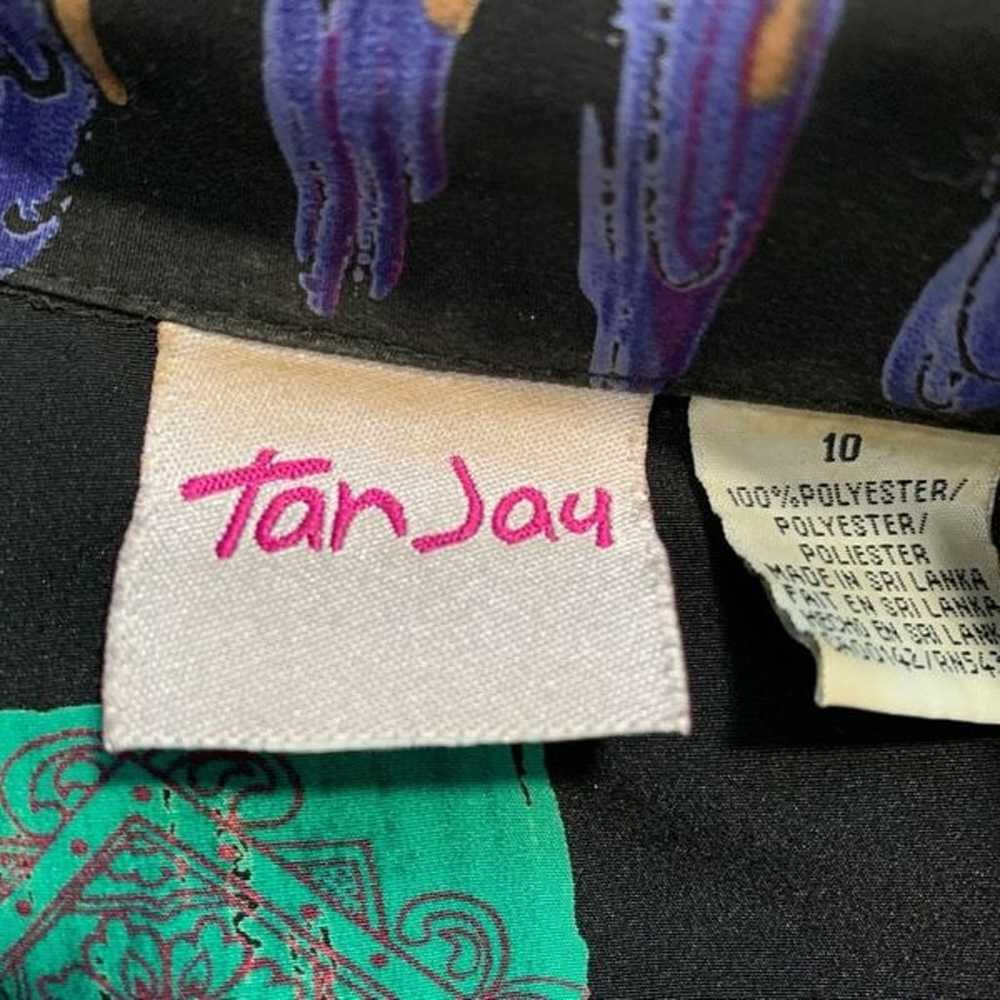 Vintage Tan Jay Shirt Black Green Abstract Geomet… - image 8