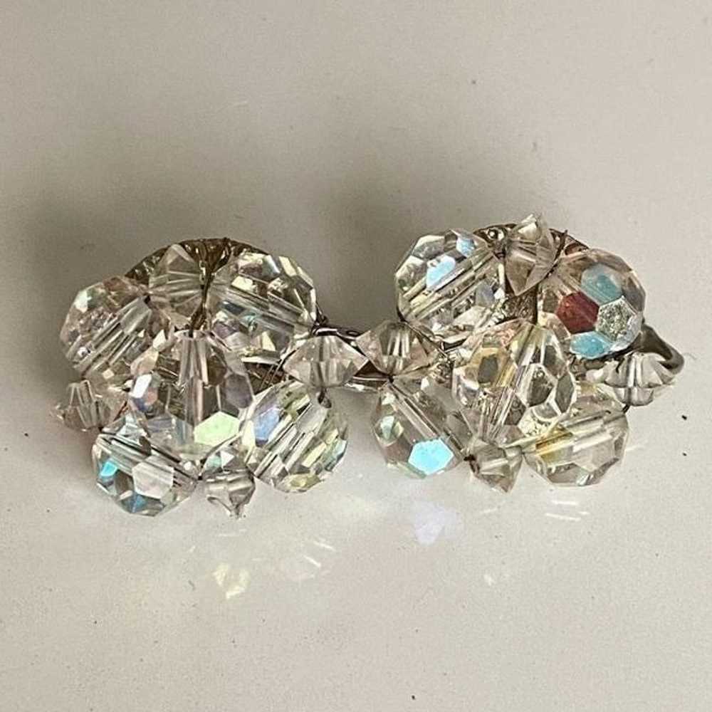 Vintage AB Crystal Clear Aurora Borealis Clip On … - image 6