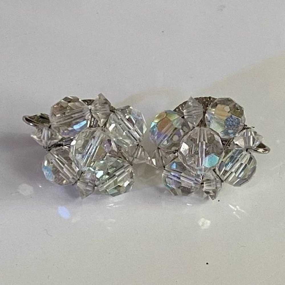 Vintage AB Crystal Clear Aurora Borealis Clip On … - image 8
