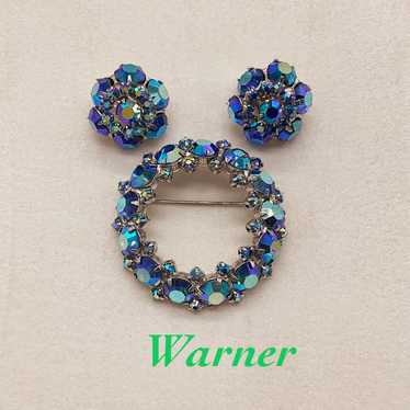 VINTAGE SIGNED WARNER AB EARRINGS AND MATCHING BR… - image 1