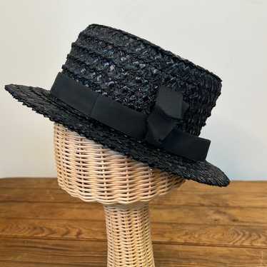 Vintage 1950’s or 60’s women’s black straw hat