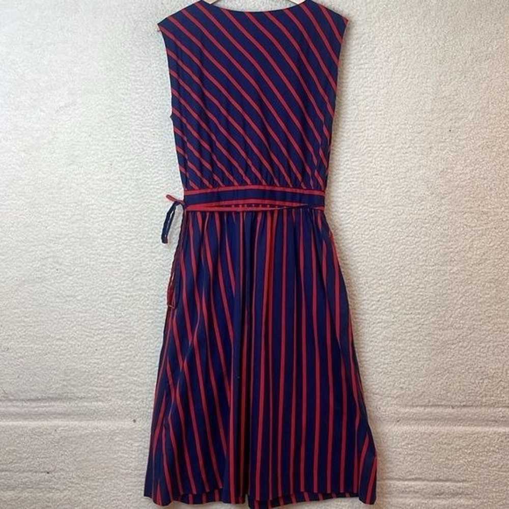 Vintage Lanz Womens Red Blue Stripe Pleated Wrap … - image 4