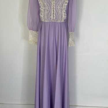 Vintage 70s Gunne Style Lavender Edwardian Reviva… - image 1