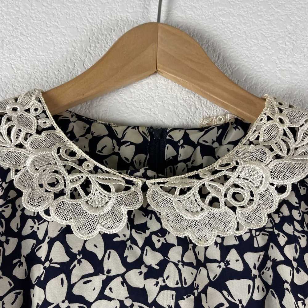 Vintage REO Originals Bow Midi Dress Womens 12 Bl… - image 6