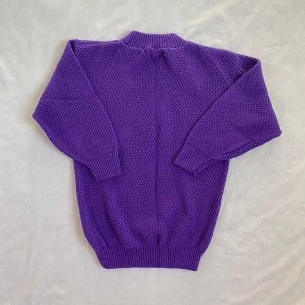 Vintage bright purple heart sweater - image 2