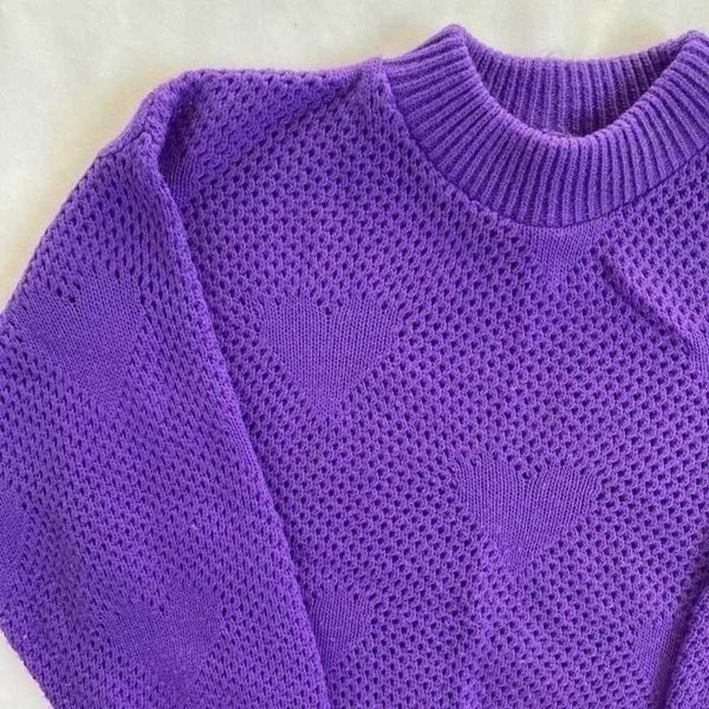 Vintage bright purple heart sweater - image 3