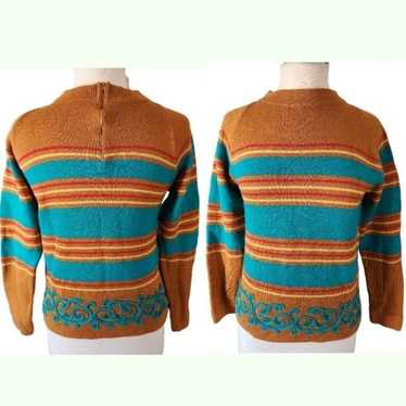 Vintage Darlene Small 70s Wool Striped Colorful S… - image 1