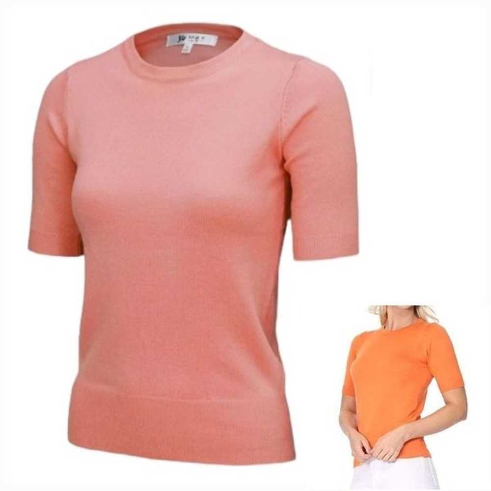 Pink Lightweight Retro Style Short Sleeve Sweater… - image 1