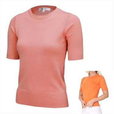 Pink Lightweight Retro Style Short Sleeve Sweater… - image 1
