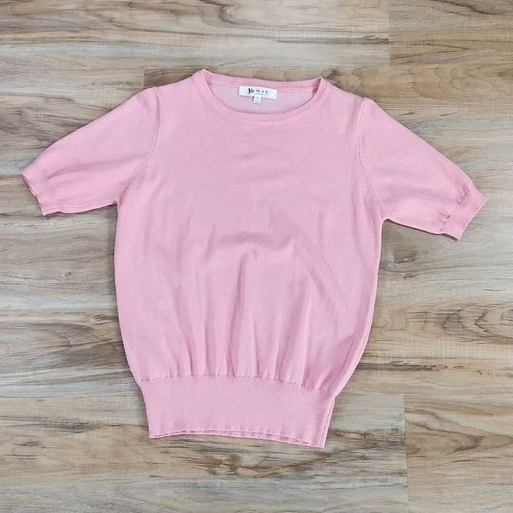 Pink Lightweight Retro Style Short Sleeve Sweater… - image 2