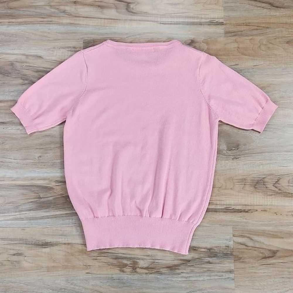 Pink Lightweight Retro Style Short Sleeve Sweater… - image 3