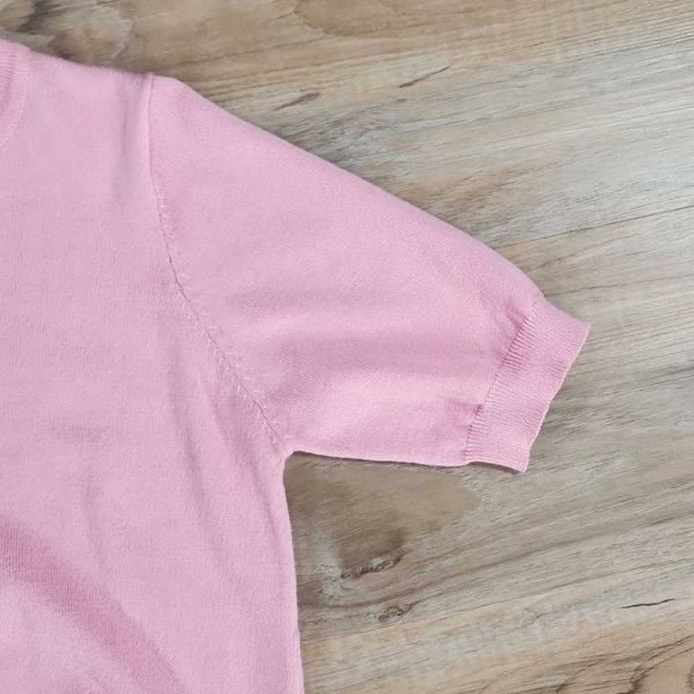 Pink Lightweight Retro Style Short Sleeve Sweater… - image 5