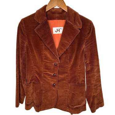 Vintage 1970s Womens S Corduroy Blazer Jacket Leat