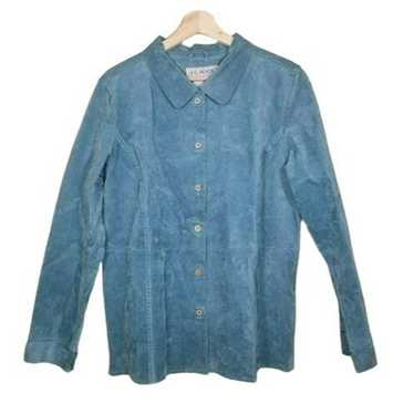 Vintage Leather Suede Blue Long Blazer Jacket - image 1