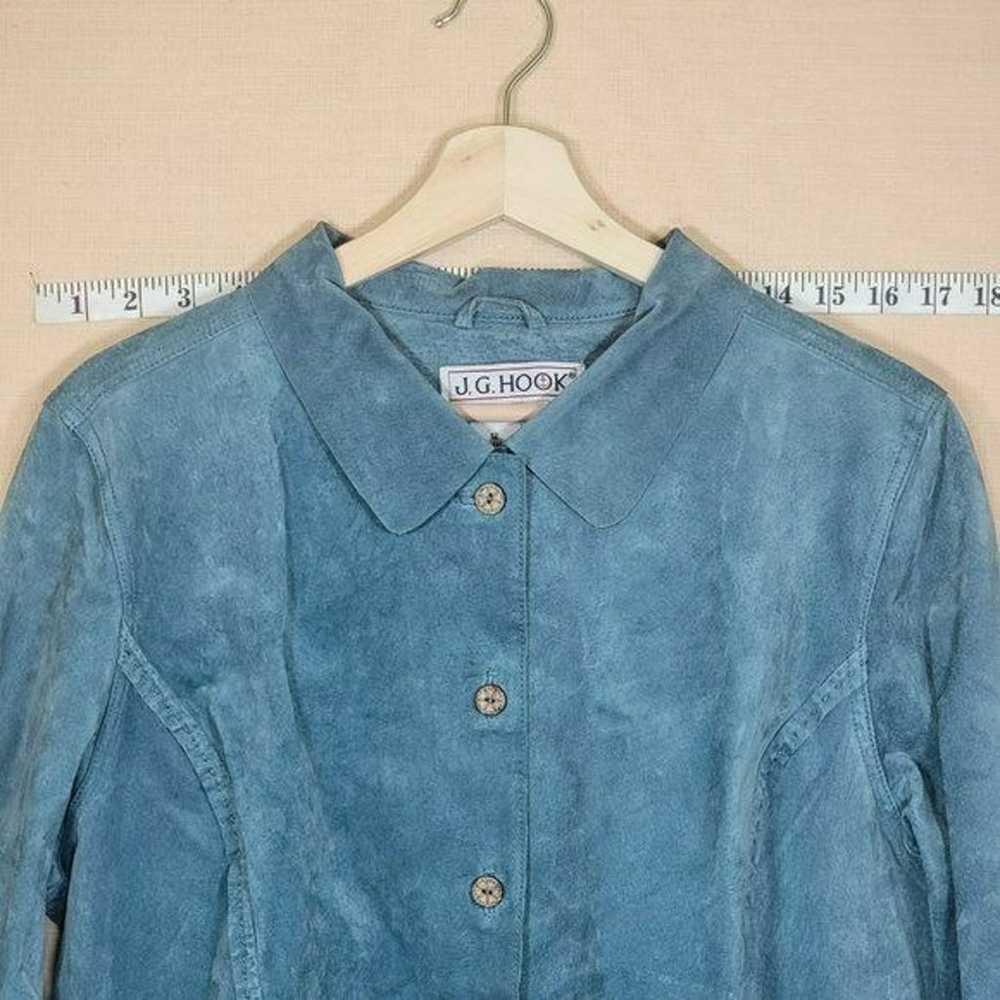 Vintage Leather Suede Blue Long Blazer Jacket - image 6