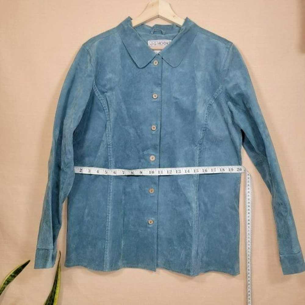 Vintage Leather Suede Blue Long Blazer Jacket - image 7