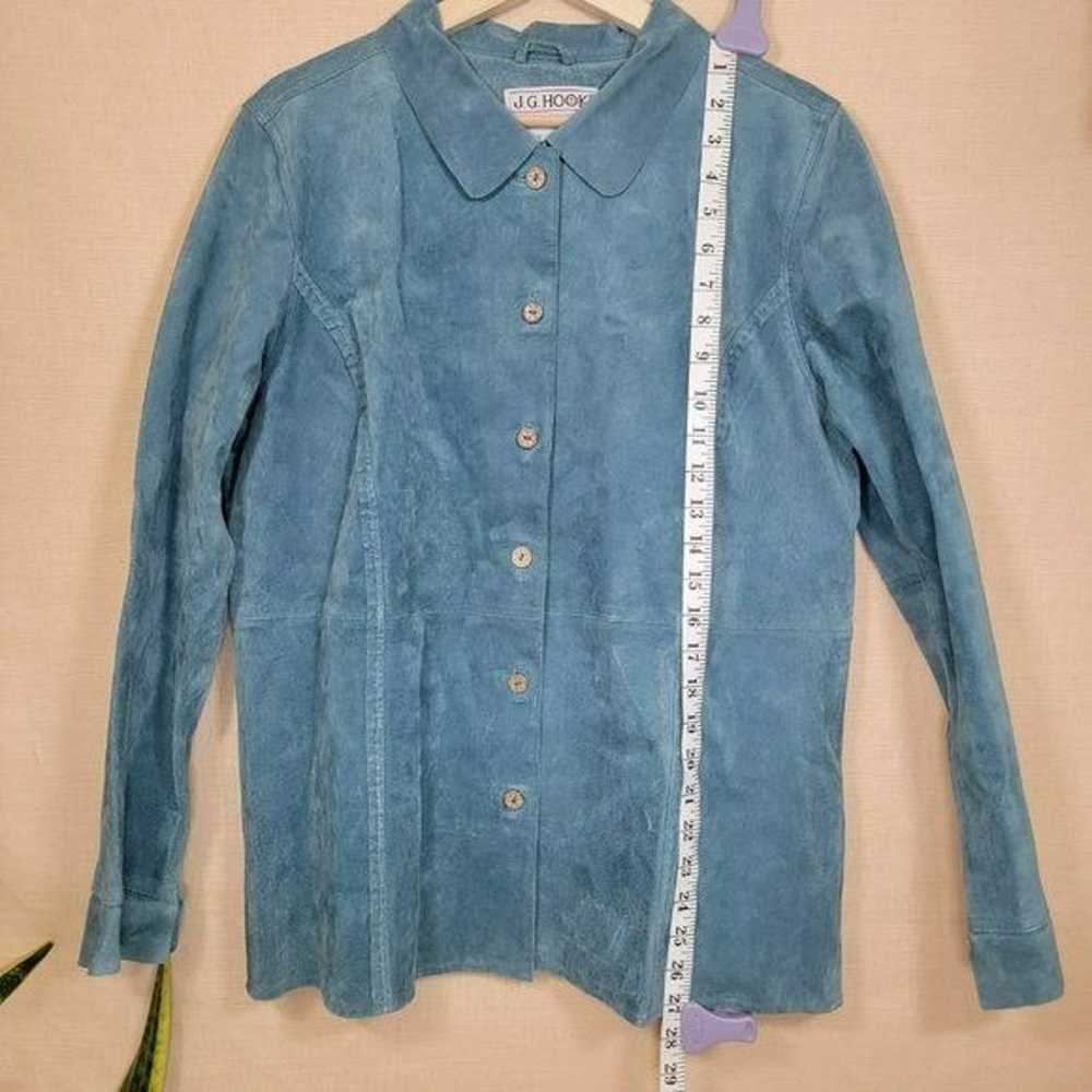 Vintage Leather Suede Blue Long Blazer Jacket - image 8