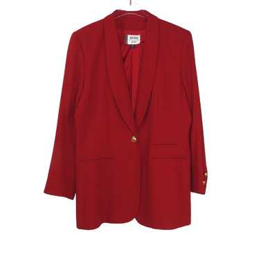 1990s Vintage Kasper Red Blazer Jacket Gold Butto… - image 1