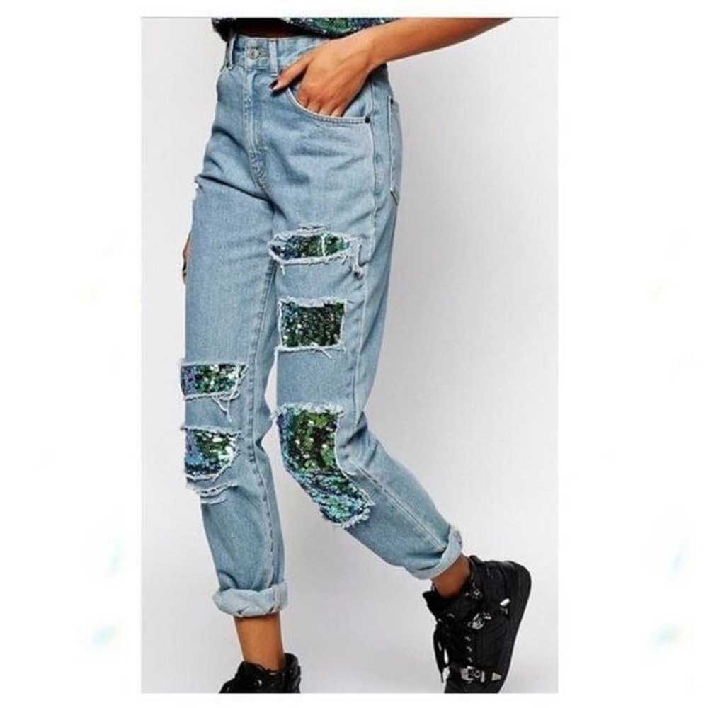 The Ragged Priest Sequin Mom Jeans - image 1