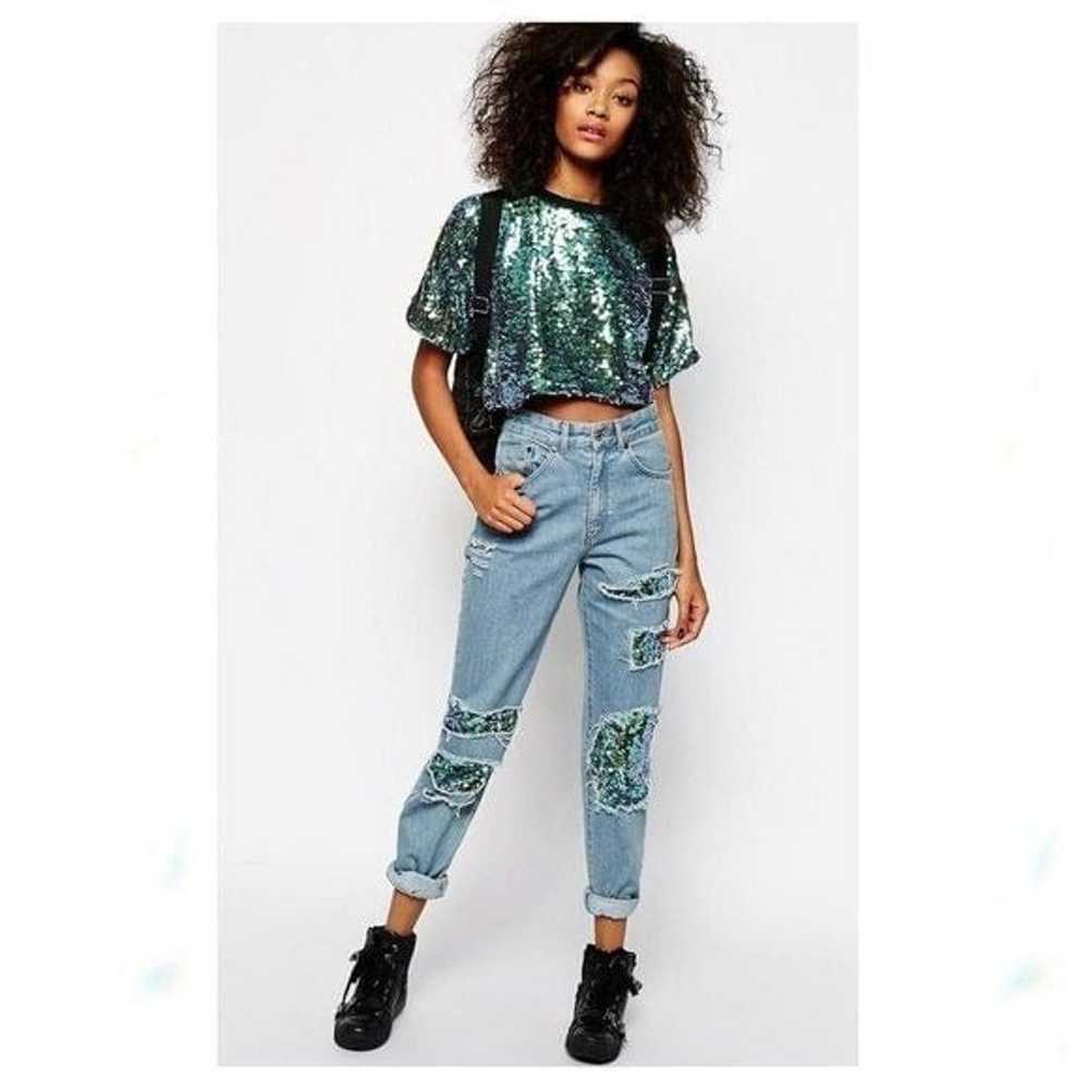 The Ragged Priest Sequin Mom Jeans - image 2