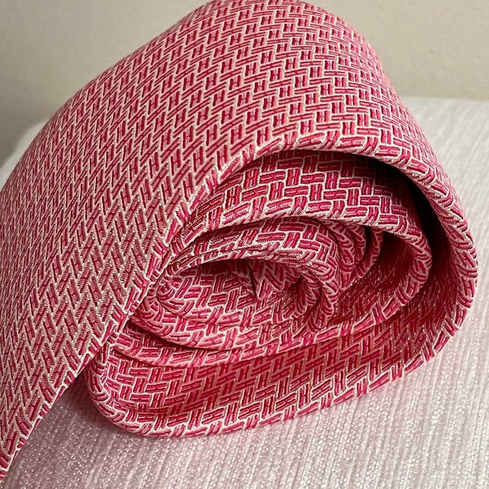 Vintage Hermes Pink silk necktie made in France - image 10