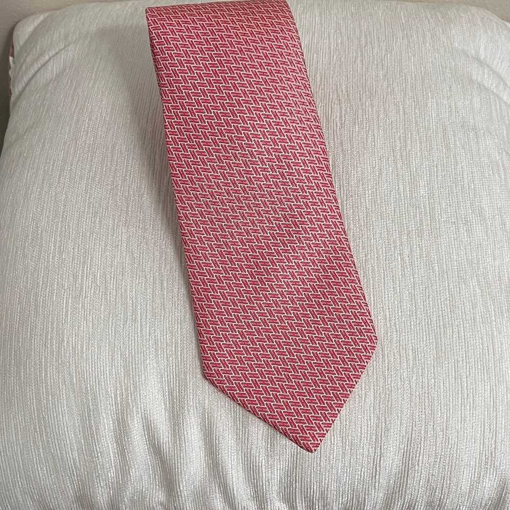 Vintage Hermes Pink silk necktie made in France - image 11