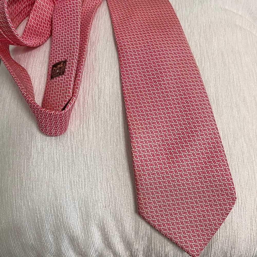 Vintage Hermes Pink silk necktie made in France - image 1
