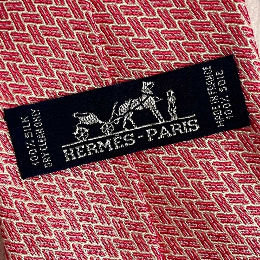Vintage Hermes Pink silk necktie made in France - image 4
