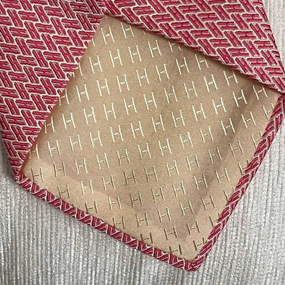 Vintage Hermes Pink silk necktie made in France - image 5