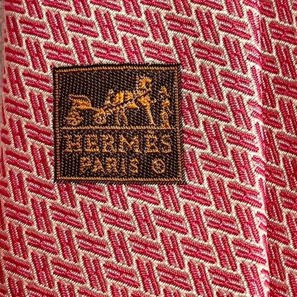 Vintage Hermes Pink silk necktie made in France - image 6
