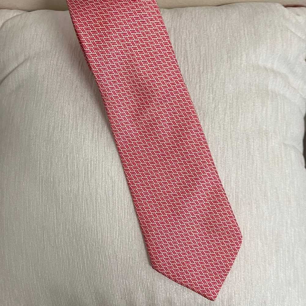 Vintage Hermes Pink silk necktie made in France - image 8