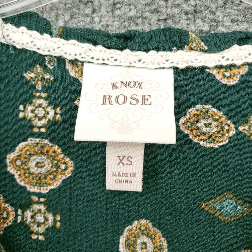 Vintage Knox Rose Blouse Womens XS Green Printed … - image 3