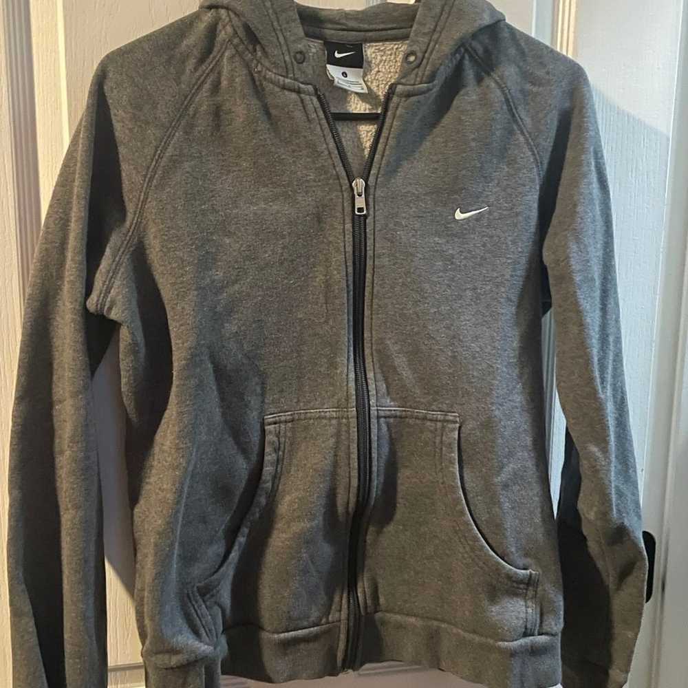 Vintage Nike grey zip up jacket hoodie - image 1