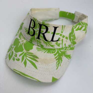 Vintage BRL Floral Green White Visor Cap Hat Adju… - image 1