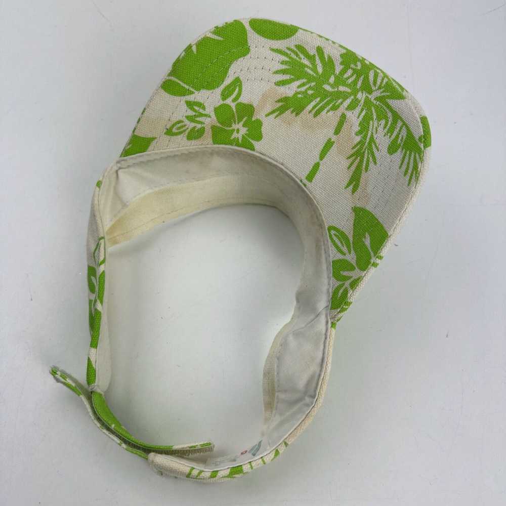 Vintage BRL Floral Green White Visor Cap Hat Adju… - image 2