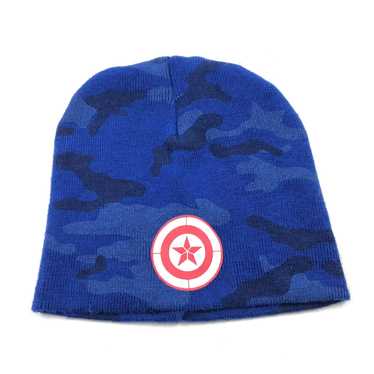 Vintage Captain America Beanie Hat Cap Marvel Blu… - image 1