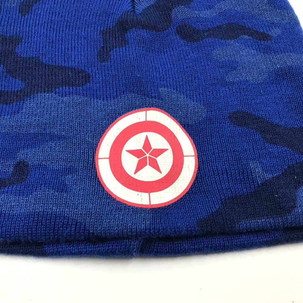 Vintage Captain America Beanie Hat Cap Marvel Blu… - image 2