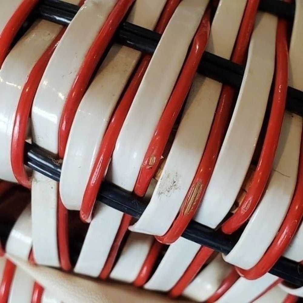 Vintage 60s Wicker Red White Blue Basket Purse Ha… - image 7