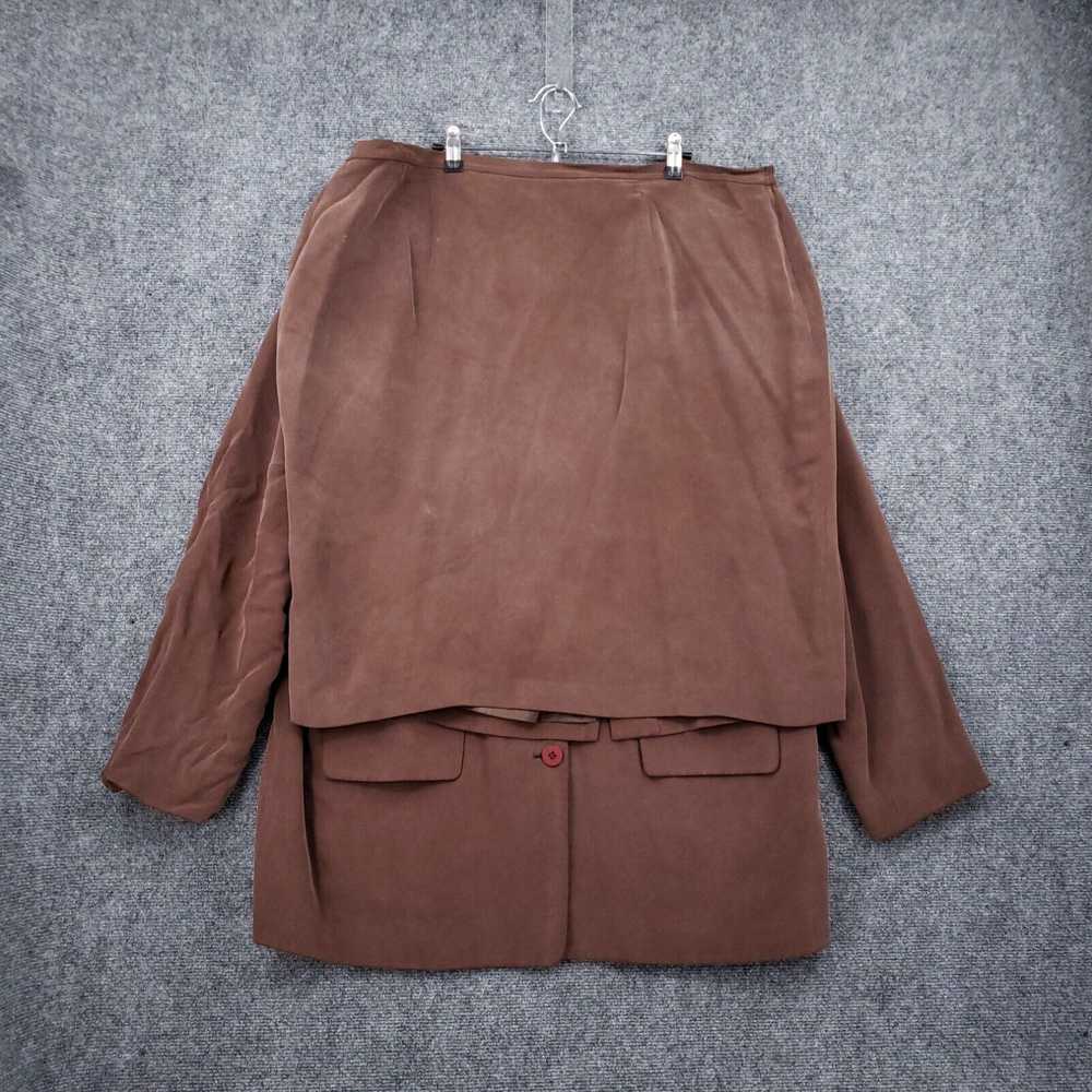 Vintage Chaus Suit Set Women 18 Brown Silk Single… - image 1