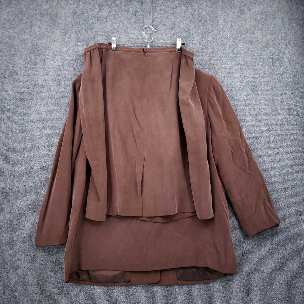 Vintage Chaus Suit Set Women 18 Brown Silk Single… - image 2