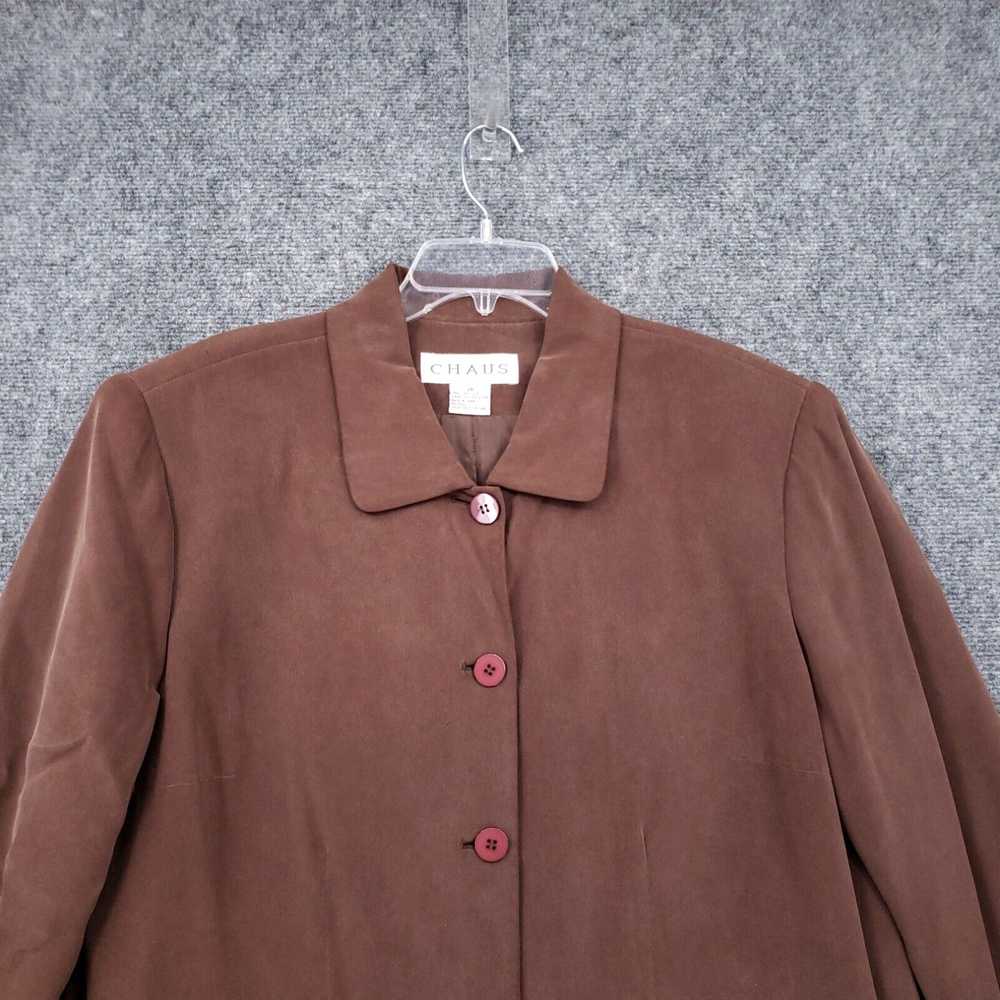 Vintage Chaus Suit Set Women 18 Brown Silk Single… - image 3