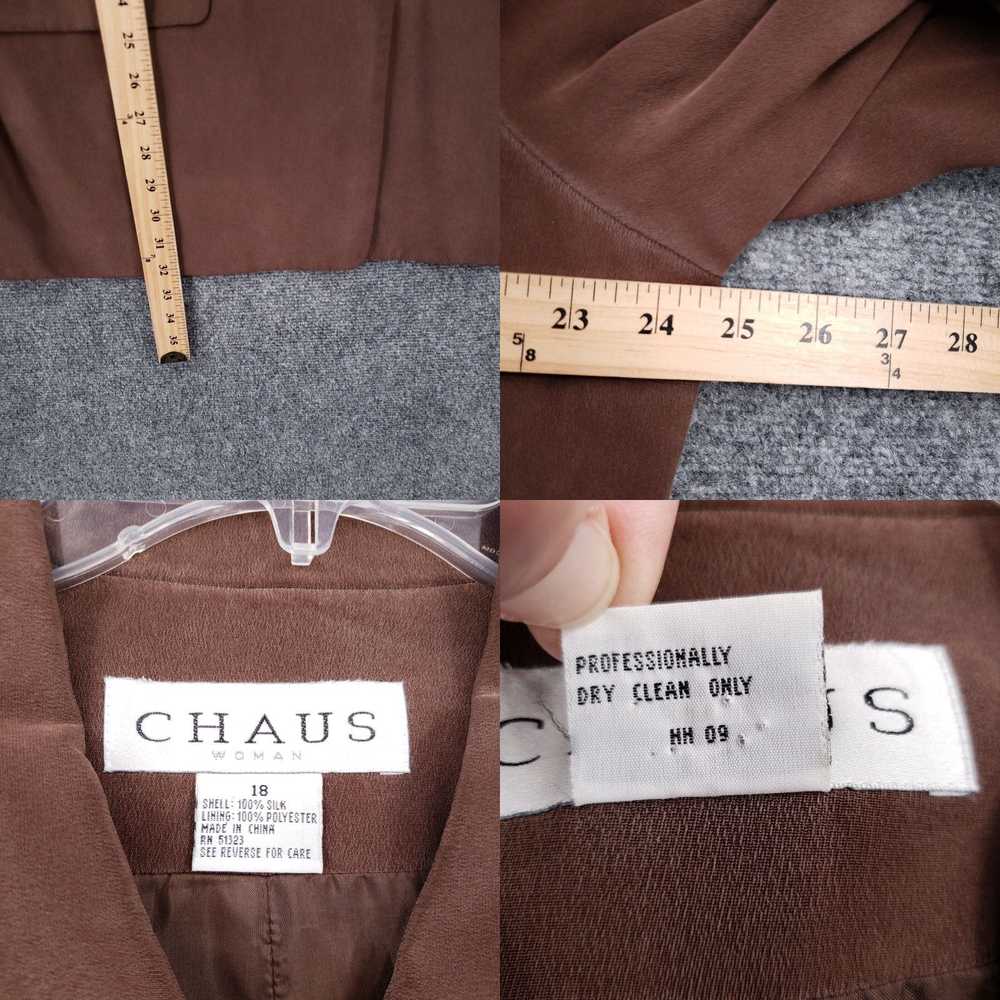 Vintage Chaus Suit Set Women 18 Brown Silk Single… - image 4