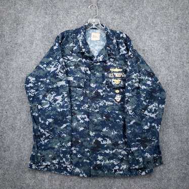 Vintage US Navy Shirt Adult Large Green Military … - image 1
