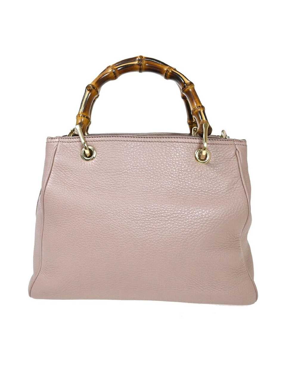 Gucci Luxury Pink Leather Handbag with Bamboo Han… - image 2