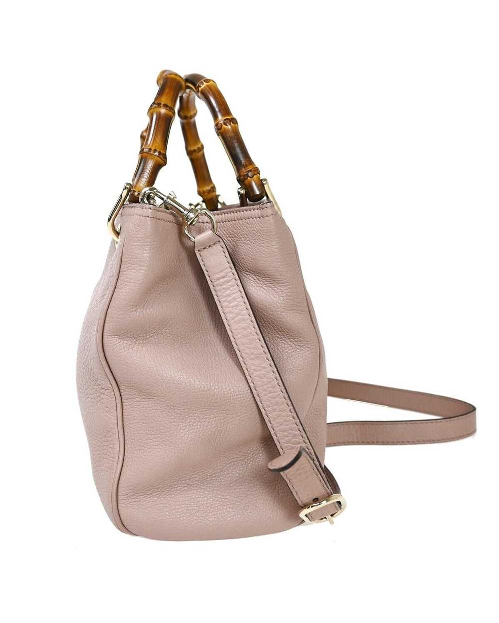Gucci Luxury Pink Leather Handbag with Bamboo Han… - image 3
